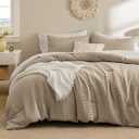 Bedsure 3 piece Comforter Set，Waffle Comforter Set King, All Seasons Khaki Bedding Comforter Set,1 Waffle Weave Comforter (90"x90") and 2 Pillowcases (20"x26")