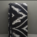 OLANLY Outdoor Rug 9x12 ft Waterproof, Outdoor Plastic Straw Rug with Geometric Pattern Clearance, Reversible RV Mat for Patio, Camping, Balcony, Deck, Backyard, Black & White