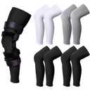 Sosation 4  Pairs Knee Brace Undersleeve Knee Sleeve for Under Brace Closed Patella Compression Breathable Leg Sleeves for Men Women Thigh Shin Support for Sports Protector(Medium)