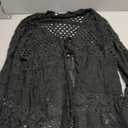 Women Crochet Cardigan Lightweight Tie Front Hollow Out Long Sleeves Summer Knit Cover Cardigans (Black, L)