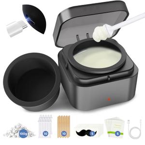 Boloye Nose Wax Kit with 100g Natural Resin Wax & 20 Sticks, Mini Nose Hair Wax Kit with Smart Temp Control, USB Fast Heat, 3-Min Hair Removal Lasts 46 Weeks | For Nose & Ear, Up to 15 Uses