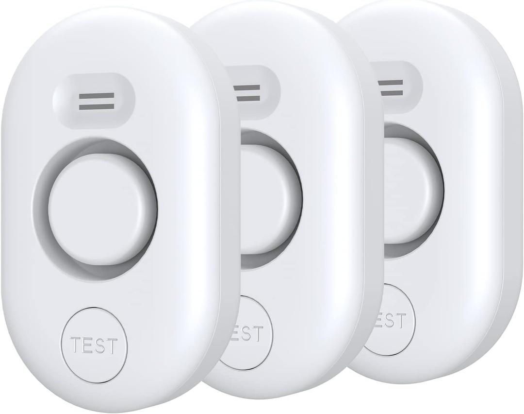 Water Leak Detector Sensor Alarm: Home Water Flooding Monitor Smart Sink Overflow Monitoring Adjustable Wet Moisture Alert Pipe Leakage Drip Detection Warning for Basement Floor 3Pack (White)