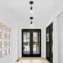 3 Pack Black Pendant Lights Kitchen Island, Modern Glass Pendant Lighting Over Island Kitchen Hanging Bathroom Ceiling Light Fixtures Adjustable Pendant Lights for Dining Room Hallway Bedroom