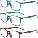 3 Pack Progressive Multifocus Reading Glasses for Men Women Blue Light Blocking Spring Hinges Computer Readers (3 Mix C3,1.75)