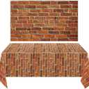 Chuangdi 2 Pcs 4.5 x 9 Feet Stone Wall Backdrop Stone Wall Scene Setter Wallpaper Curtains Door Removable Tablecloth Photo for Medieval Castle Winter Halloween Christmas Party(Retro Red,Brick)