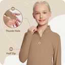 baleaf Girls Long Sleeve Shirts Fleece Jacket Fall Half Zip Pullover Kids Sweatshirts Athletic Thermal Coat (Medium)