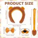 Plush Animal Ears Headband & Nose Bow Tie Tail, Halloween 100 Day Cosplay Festival Theme Party Dress up Costume