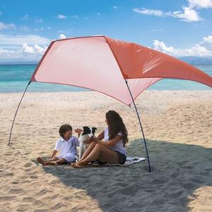 ALYCASO Beach Wind Shade Canopy, Shade Sun Shelter Tent for Beach, Backyard, Grassland, Park, Light Weight, Easy Set Up, 78 Sq. Ft. of Shade for 1-3 People, Lite Burnt Coral