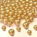 140pcs Gold Pearl Beads for Vase Filler Makeup Brushes Holder Assorted Round Faux Pearl Beads for Home Wedding Decor 10/14mm