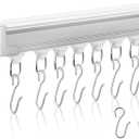 Juexica Ceiling Curtain Track Set White 6.6ft-9.8ft Heavy Duty Ceiling Mount Adjustable Length Curtain Rails with Clips Hooks End Hook for Room Divider