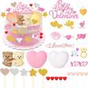 2 x 36 Pieces Luminous Heart Cake Decorations Valentine's Day Cupcake Toppers Pastel Cake Decorations for Valentine's Day Theme Party Baby Shower Wedding Groovy Hippie Party Decoration Supplies
