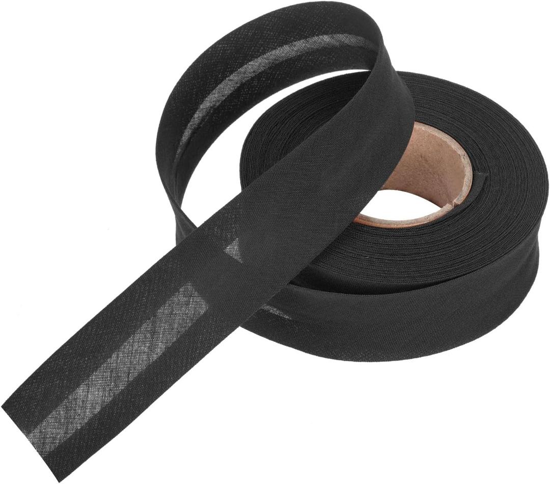 MECCANIXITY 1 Inch Single Fold Bias Tape Polyester Continuous Bulk Bias Tape for Sewing,Seaming Quilting Hemming Binding Crafts (Black 10 Yards)