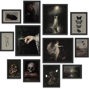 97 Decor Dark Academia Decor - Victorian Gothic Wall Art Prints, Dark Moody Aesthetic Pictures, Creepy Goth Posters Vintage Gothic Painting for Home Bedroom Decorations (8x10 Unframed)