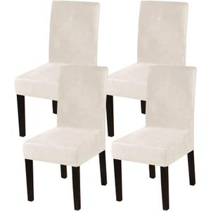 Turquoize Velvet Chair Covers for Dining Room Washable Ivory Dining Chair Slipcovers Set of 4 Stretch Dining Room Chair Covers Seat Protector, Parsons Chair Cover for Home, Hotel, Banquet (4, Ivory)