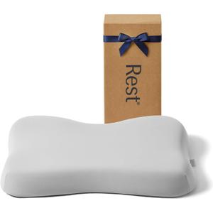 REST Evercool Cooling Pillow, Instant Cool-to-Touch Shell Fabric & Breathable Silicone Sponge Core for All-Night Temperature Regulation & Ergonomic Support, Low Height, Light Gray