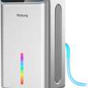 Dehumidifier for Home (85 OZ Water Tank, 800 sq.ft) Quiet Small Dehumidifier for Basement Bedroom Bathroom with Drain Hose, 3 Gear Timer, Sleep Mode, Auto Shut Off, 7 Color Ambient Light