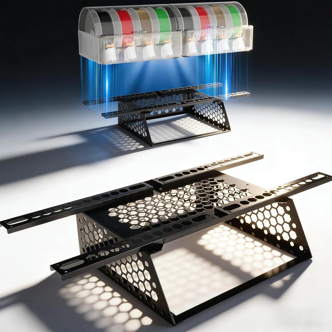 AMS Storage Holder, Can Accommodate 2 AMS/AMS 2 pro, Expandable Honeycomb Design, Space Saving, Compatible with Bambu Lab P1P/P1S/X1C/X1E 3D Printers (Black)