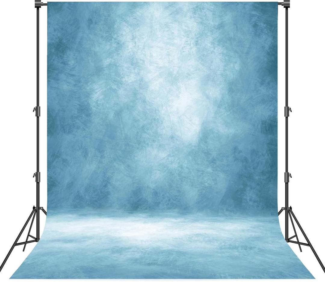 Abstract Professional Photography Backdrop for Portrait Photo Props Booth Background Photoshoot Studio with Polyester Fabric Roller Pocket on Top(8x10ft, Light Blue,No Stand)