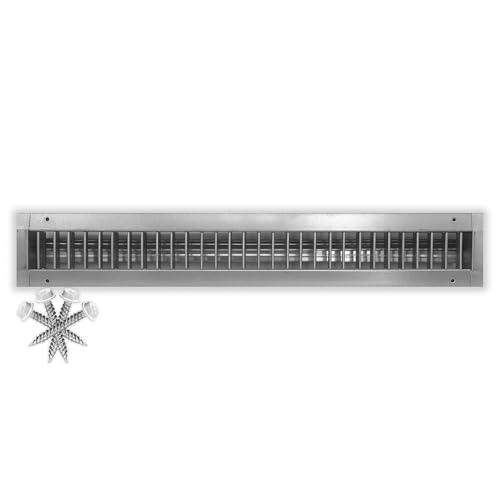 20" x 4" Galvanized Steel Spiral Duct Air Vent Grille Cover - Fully Adjustable Double Deflection HVAC Air Supply [Outer Dimensions: 22w X 6" h]