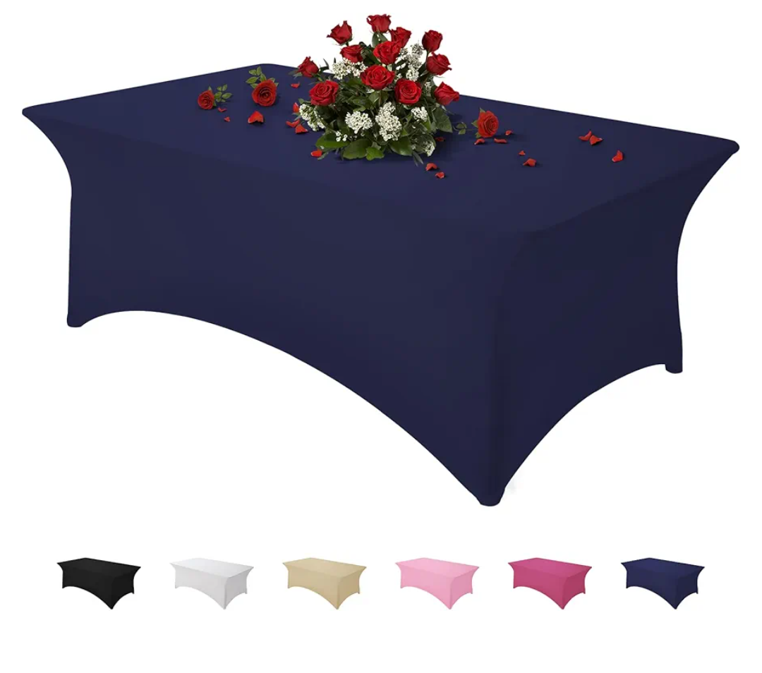Table Cloth Navy Blue 4FT Spandex Tablecloth for Rectangle Fitted Table Cloths Stretch Covers Washable Wrinkle Free Tablecloths for Festival Camping Picnic Wedding Party