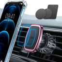 LISEN Magnetic Phone Holder for Car, [Easily Install] Car Phone Holder Mount [6 Strong Magnets] Cell Phone Holder for Car [Case Friendly] iPhone Car Holder Blue LV633 (Pink)
