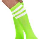 NEON NATION Unisex Knee High Team Tube Socks with Various Colored Stripes- Lightweight and Breathable (One Size)