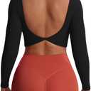 Aoxjox Long Sleeve Crop Tops for Women Emma Twist Back Workout Cropped T Shirt Top (Small, Black)