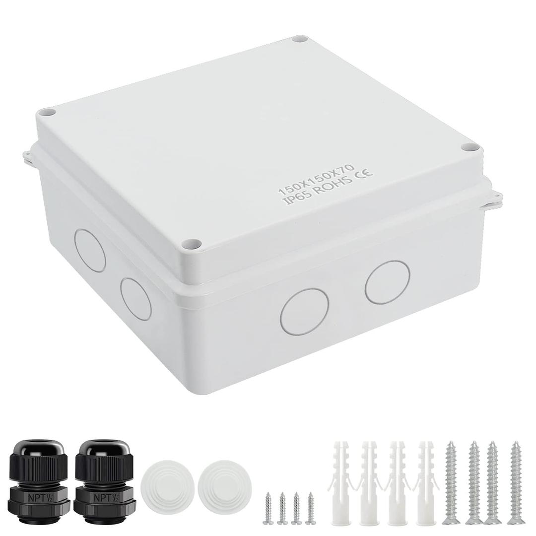 LeMotech Junction Box, Electrical Box IP65 Water Resistant Dustproof ABS Plastic Project Enclosure for Electronics White 5.9 x 5.9 x 2.8 inch