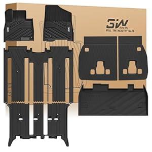 3W Floor Mats & Seatback Mats & Cargo Liner for Kia Carnival Hybrid 2025 2026（Only Fit 8 Seats）,Custom Fit All Weather TPE Full Set Floor Liner Trunk Mat with Backrest Mats Accessoires, Black