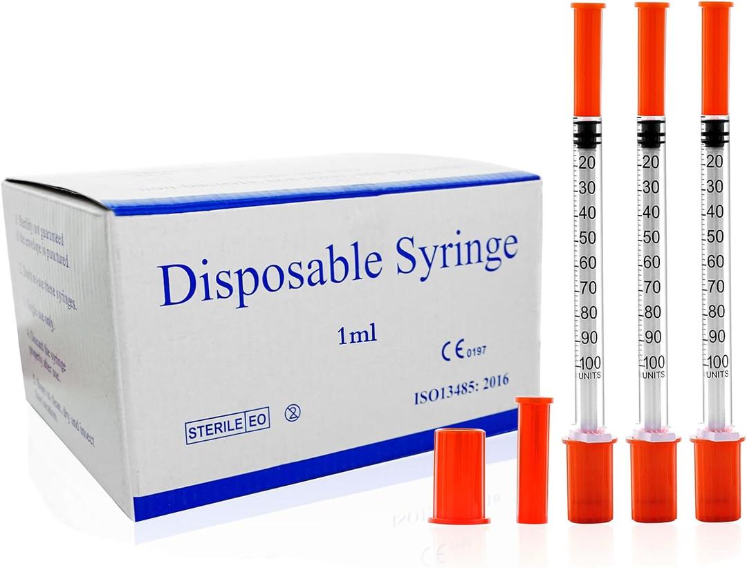 U-100 1cc 30g 5/16 In (8mm) Syringe with Needle, Individually Wrapped, Pack of 100