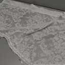 Molaxhome Swag Curtain 51 inch Length Rod Pocket Scalloped Curtain Valance Sheer Lace Panels with Hanging Crystal Beads for Kitchen Bedroom Window Treatments Drape Decor 1pc (Lace White, 51Wx23L)
