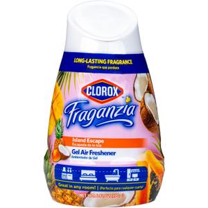 Clorox Fraganzia Gel Air Freshener Cone, Hawaiian Escape Scent - No-Plug, Battery-Free Air Freshener for Small Rooms, Closets, Kitchens, Bathrooms, Offices and More, 6 Ounce (6 Fl Oz (Pack of 1))