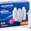 AQUAPHOR B15 Water Filter Replacement - 3 Pack | Fast Flow Water Filtration | Lasts 2 Months or 45 Gallons Per Filter | BPA-Free | Reduces Chlorine & Heavy Metals | Improved Taste & Filtered Water