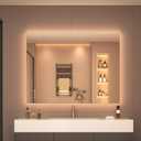 Hasipu 28''x 20'' Bathroom Mirror with Lights, Anti-Fog, Dimmable, Home Mirror Bathroom Mirrors for Over Sink Wall, Memory Function, Tempered Glass, Shatter-Proof, Wall Mounted