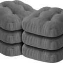 Chair Cushions for Dining Chairs, Dining Chair Cushions, Tufted Indoor Chair Pads with Ties & Non Slip Backing, Seat Cushions for Kitchen Chairs 16.5 x 16.5 x 3.5, Set of 6, Grey