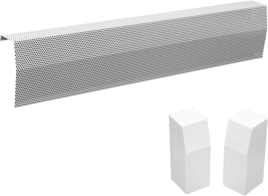 Upgraded 2 FT Baseboard Heater Cover with Left and Right Endcaps, Galvanized Steel Easy Slip-On Heater Cover for Replacing Old and Rusty Looking Electric and Hydronic Base board Heat Covers