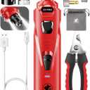 Dog Nail Grinder with 2 LED Lights Powerful 2 Speeds Super Quiet Dog Nail Trimmers with 3 Grinding Wheels Rechargeable Pet Dog Nail Clippers for Large Medium Puppy Dogs Dog Nail File Cat Nail Clipper (Whisper Quiet-Red)