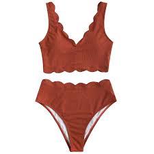 Women's High Waisted Two Piece Swimsuit Set with Wide Adjustable Back Straps  10