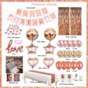 Rose Gold Birthday Decorations for Women - Happy Birthday Decorations Kit, Girls Party Supplies Includes Curtains, Balloons, Banner, Tablecloth, Cake Toppers, and More for a Chic Celebration