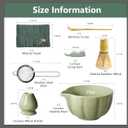 Matcha Whisk Set, 7 Pcs Japanese Matcha Kit Includes Matcha Bowl with Spout, Bamboo Whisk, Chasen Holder, Stainless Sifter, Scoop and Rest, Tea Towel, Matcha Tea Set Gift for Family/Friend (Mottled Green)