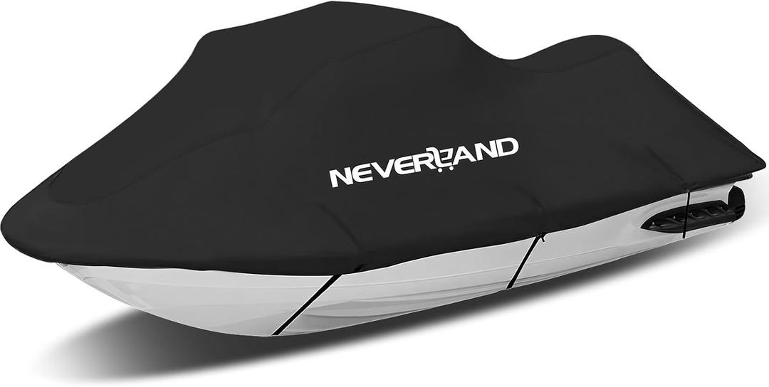 NEVERLAND Jet Ski Cover Jet Ski Covers 2 3 Seater 135'' to 145"(Black) | Waterproof Trailerable UV Resistant Heavy Duty with 2 Air Vents