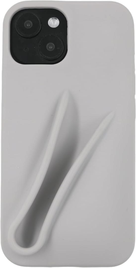 Soft Touch Silicone Lip Gloss Phone Case for iPhone 15/14/13, Minimalist Matte Design, Shockproof & Anti-Fingerprint Cover (Gray)