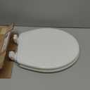 Mayfair Linden Slow Close Toilet Seat, Non Slip Heavy Duty Wood, Easy Install, Round, White