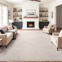 SHACOS Soft Cozy Fluffy Arch Pattern High-Low Pile Area Rugs 8'x10' Large Non Slip Washable Modern Geometric Rug Scandinavian Minimalist Carpet for Living Room Bedroom Dining Room, Beige