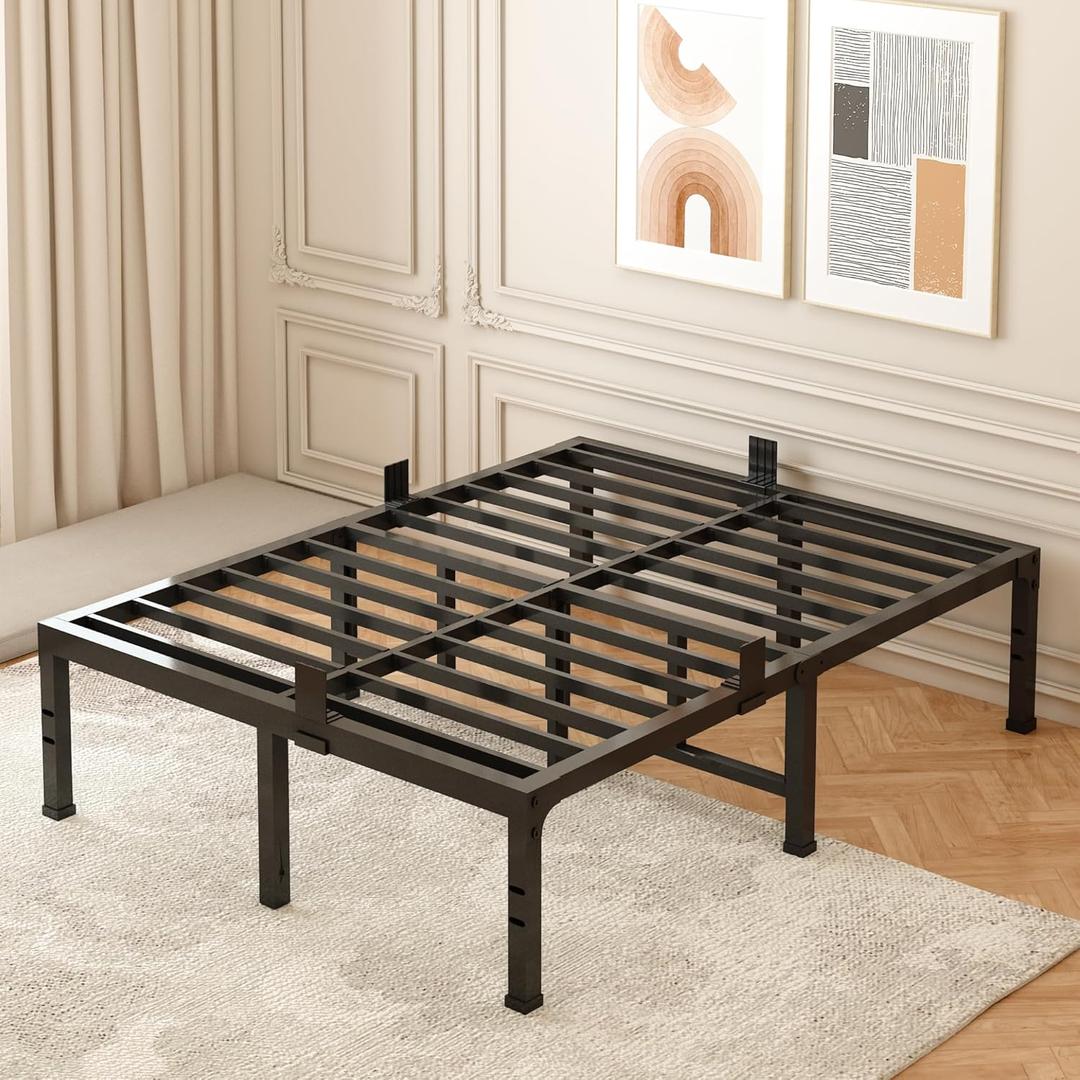FUIOBYVV Full Size Bed Frame 18 inch Heavy Duty Metal Platform Bed Frame Full Support Up to 3500 lbs,No Box Spring Needed/No Shaking/Steel Slat Support/Noise Free/Easy Assembly