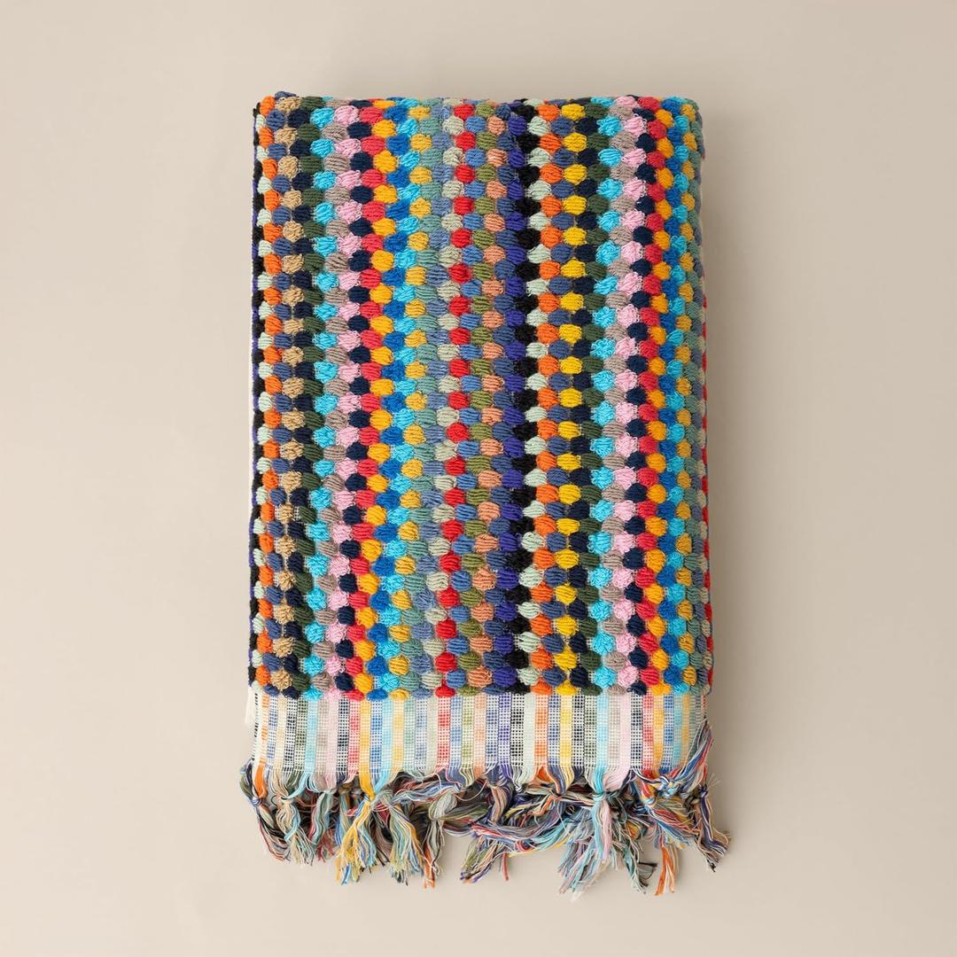 Pom Pom Turkish Bath and Beach Towels - Thick, Soft, Luxurious 100% Turkish Organic Cotton Bubble Weave Towels (Mixed Colors, 35 x 67 Bath Size)