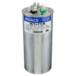 BOJACK 80+5 uF 80/5 MFD 6% 370/450 V AC CBB65 Dual Run Circular Start Capacitor for AC Motor Run or Fan Start or Condenser Straight Cool or Heat Pump Air Conditioner