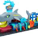 Hot Wheels City Track Set, Ultra Shark Car Wash with 1:64 Scale Color Reveal Toy Vehicle, Repeat Color-Change Feature, Storage