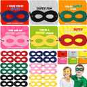 24 Pcs Class Valentines Day Gifts for Kids Colorful Felt Eye Masks for Party Kids with Valentine Gift Cards Photo Props Dress up Cosplay Felt Masks Costume for Classroom Exchange Birthday