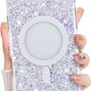 Bonoma for iPhone Air Case 2025 Sparkly Glitter Bling Back, Magnetic Support for MagSafe Shockproof, Crystal and Clear High-Duty Protection for Girls Women -Glitter Crystal